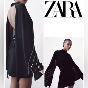 NWT Zara Rhinestone Cape Sleeved Blouse. Blogger fave.